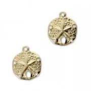 Ciondoli Sand dollar 5 fori - 11 mm  Gold filled x2
