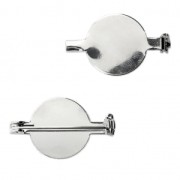 Spilla per cabochon retro piatto 16 mm - rodiato x1