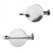 Spilla per cabochon retro piatto 16 mm - rodiato x1