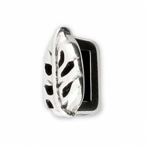 Passante slider in metallo per laccetto Foglia 5 mm Placcatura argento antico x1