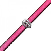 Passante slider in metallo per laccetto Foglia 5 mm Placcatura argento antico x1