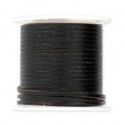 Laccetto piatto 2 mm cuoio rigenerato - Nero x5m