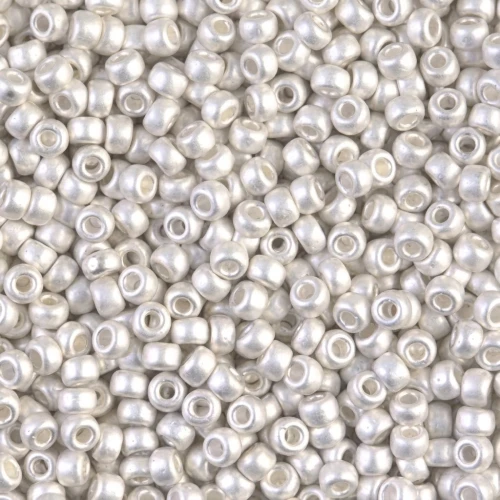 Rocaille Miyuki 8/0 961F - Mat Bright Sterling Silver Plated x5g