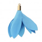 Pompon in tessuto imitazione satin 35 mm con attacco 35 mm- Azzurro x1|raw }}