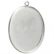 Serti pendentif pour cabochon ovale fond plat 30x40 mm en Argent 925 x1|raw }}