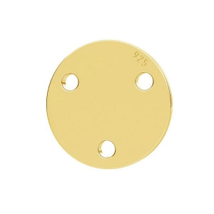 Distanziatore rotondo 3 fori 9 mm Argento 925 dorato con oro fino x1