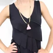 Nappina/pompon imitazione cotone 35 mm Blu / Dorato x1