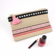 Nappina/pompon imitazione cotone 35 mm Bianco / Dorato x1