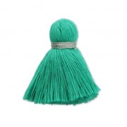 Nappina/pompon imitazione cotone 35 mm Green Turquoise / argentato x1|raw }}