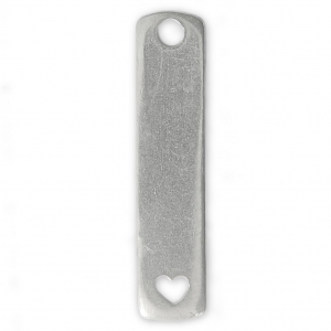 pendente rettangolare con cuore da incidere 37x8 50 mm di stagno x1