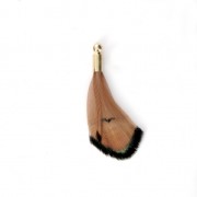 Piuma di gallo con terminale dorato 25 mm Tie and Dye Marrone/Nero x1|raw }}