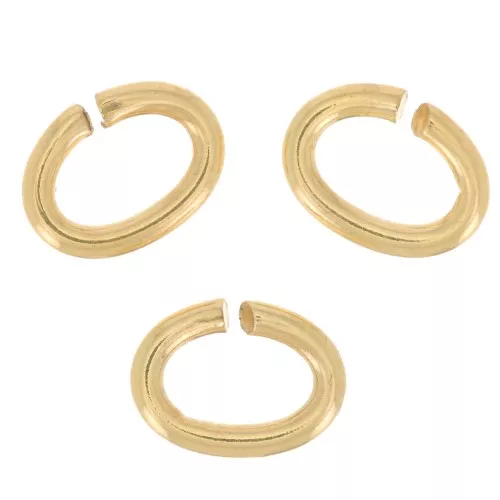 Anellini aperti mm. 7.5x5x1.2 dorato con oro fino x50