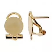 Orecchini clip con perno - Disco - 10 mm Dorato con oro fino x2