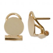 Orecchini clip con perno - Disco 10 mm Dorato con oro fino x2