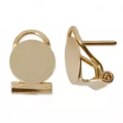 Orecchini clip con perno - Disco 10 mm Dorato con oro fino x2