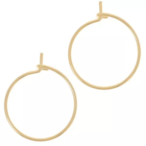 Orecchini a cerchio sottili da 18 mm - Filo da 0,8 mm - Dorati in oro fino x2