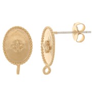 Orecchini ovali Croce con anellino 14x9 mm Dorato con oro fino x2|raw }}