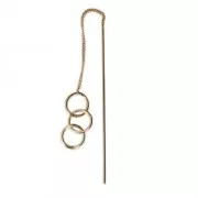 Orecchini con catenina grumetta 3 anellini 110 mm dorato con oro fino x2