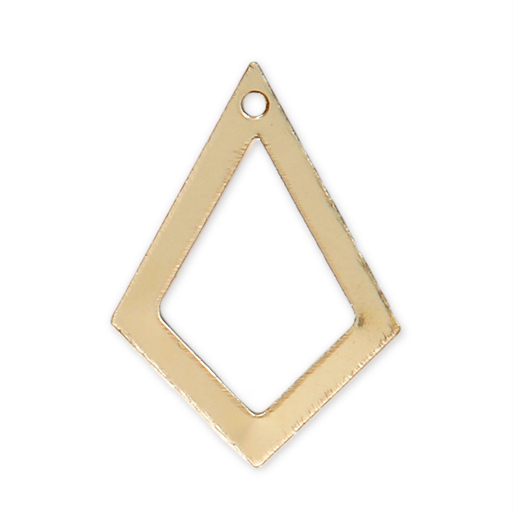 Broche Vintage Losange Ajouré Avec Perle Blanche - Style Rétro Couleur Or - Occasion Bon état