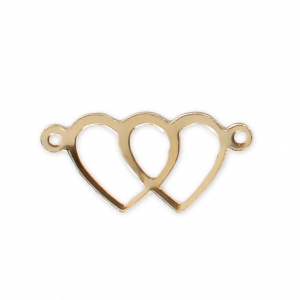 Distanziatore sottile cuore 2 anellini 18x8.5 mm Gold filled x1