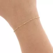 Catena rolò alternata con perle sfaccettate 1.35 mm Dorato con oro fino x1m