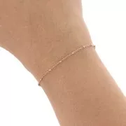 Catena rolò alternata con perle sfaccettate 1.35 mm oro rosa x1m