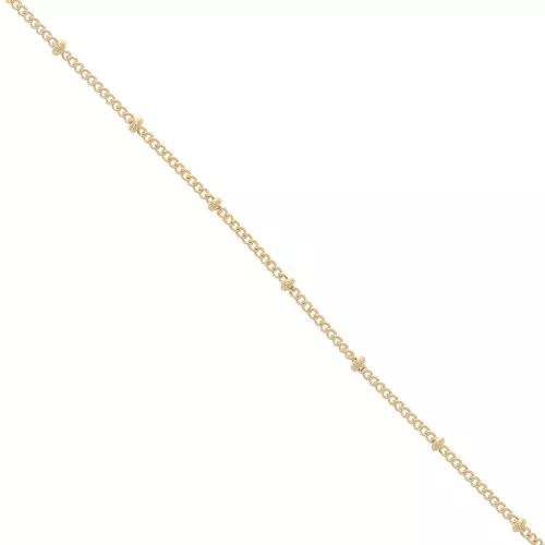 Catena grumetta alternata con perline 2.00 mm - Dorato oro fino x1m
