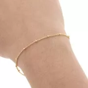 Catena grumetta alternata con perline 2.00 mm - Dorato oro fino x1m