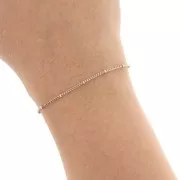 Catena grumetta alternata con perline 2.00 mm oro rosa x1m