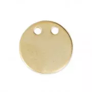 Pendente rotondo martellato con doppio foro, 10 mm - Dorato con oro fino satinato x1