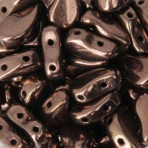 Perline in vetro 2 fori Paisley Duo 6x5mm Dark Bronze x10g