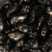 Perline in vetro 2 fori Paisley Duo 6x5mm Jet Gold Splash x10g|raw }}