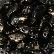 Perline in vetro 2 fori Paisley Duo 6x5mm Jet Gold Splash x10g