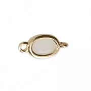 Distanziatore ovale con pietra imitaz. Cristallo di Roccia 12.6x5.8 mm dorato x1