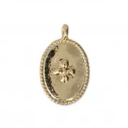 Medaglietta ovale con croce 14x8.5 mm Dorato con oro fino x1