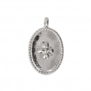 Medaglietta ovale con croce 14x8.5 mm rodiato x1