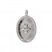Medaglietta ovale con croce 14x8.5 mm rodiato x1
