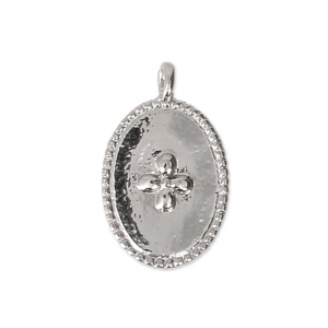 Medaglietta ovale con croce 14x8.5 mm rodiato x1