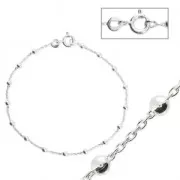 Bracciale maglia forzantina alternata con perline 2.5 mm Argento 925 x18cm