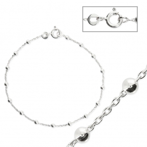 Bracciale maglia forzantina alternata con perline 2.5 mm Argento 925 x18cm