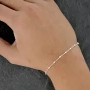 Bracciale maglia forzantina alternata con perline 2.5 mm Argento 925 x18cm