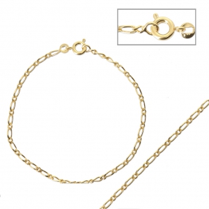 Bracciale maglia figaro alternata (1x1) 2.10 mm - Placcato oro 3 microns x18cm