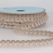 Gallone mini-frange 13 mm Beige/dorato x1m