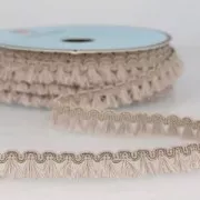 Gallone mini-frange 13 mm Beige/dorato x1m