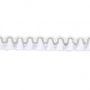 Gallone mini frange 13 mm Bianco/dorato x1m