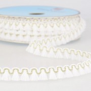 Gallone mini frange 13 mm Bianco/dorato x1m