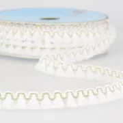 Gallone mini frange 13 mm Bianco/dorato x1m