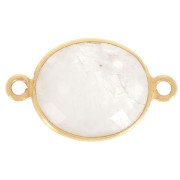 Distanziatore 2 anellini 11x13mm castone Argento 925 Placcato oro / Pietra di luna|raw }}