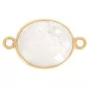 Distanziatore 2 anellini 11x13mm castone Argento 925 Placcato oro / Pietra di luna