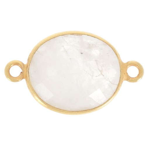 Distanziatore 2 anellini 11x13mm castone Argento 925 Placcato oro / Pietra di luna